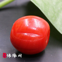 fo yuan ge Republic persimmon red old glass melon beads melon edge glass spacer bead loose beads old beads DIY with beads