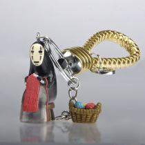 Miyazaki Chun Chun and Chihunt Little Pigs No face Mens weaseled fur Line Ball Handheld car Key Key Button Questions Ring