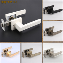  Black door lock American white indoor door lock Bathroom insurance lock Mute golden bedroom channel door handle lock