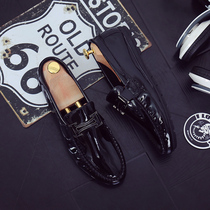 Soybean shoes Boy tide shoes Englishshoes trend of leisure shoes Spiritual social young shoes paint leather skin shoes men