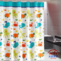 Shower curtain waterproof and mildew proof shower curtain turtle and fish toilet curtain bathroom curtain partition curtain