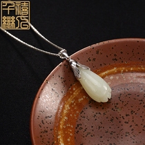 Millennium lovers S925 sterling silver inlaid Hetian jade orchid jade pendant men and women white jade pendant jade pendant M154