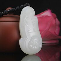 Xinjiang Hetian Jade seed material suet White Jade Buddha handlebar Hetian Jade sheep Jade Buddha pendant with certificate