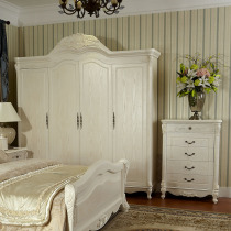 Hot sale European solid wood wardrobe four-door white wardrobe antique carved luxury atmospheric lockers pastoral wardrobe