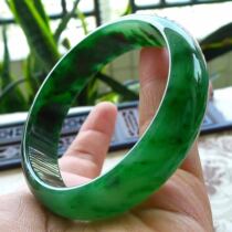 Minkai Emerald Myanmar Old pit natural A goods Emerald Old breed full green masculine green positive dress jade bracelet 55 with certificate