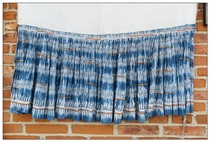 Hmong handmade blue indigo batik linen skirt waist 100cm 3-08