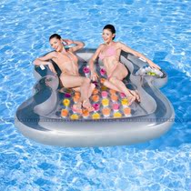  Bestway thickened double floating row couple inflatable floating board floating island Adult floating bed for two people water recliner water bed