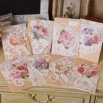 Euno pick up the wind greeting card beautiful carved glitter paste flower birthday card Universal Card WISH Card WISH Card-1413