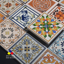Eurostyle retro ceramic tile flower sheet corner flower wall tiles imitation ancient waist line flower sheet Mediterranean ceramic small flower brick 80x80
