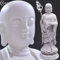 Multi-size white porcelain Lilian Kizang Bodhisattva statue Kizang King Guanyin Buddha statue bald head Kizang ceramic Sai Po Three Saints