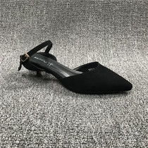 2021 Spring New Code handles real leather womens shoes tip tip with fine heel Han sheep - skin sandals