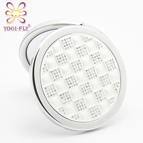 Yagerfi round magnifying glass double-sided folding portable mirror small mirror colorful world laser lettering