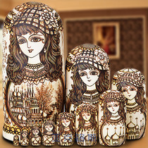 Yakrous hand painted business gift birthday gift basswood brand Russian set doll 10 layer 1063
