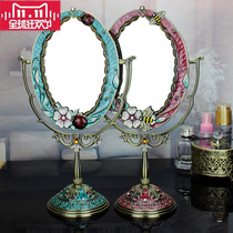European makeup mirror desktop Princess pastoral dressing mirror Retro Mirror large table mirror metal table mirror