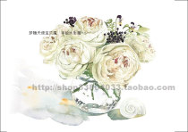 Pure Hand Painted Watercolor Painting Flower Series of Orange Flowers for Imitation White Rose Manuscript