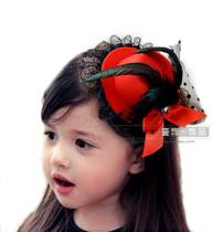 June 1 performance Korean childrens table hat Stage feather top hat headdress Jazz hairpin dance bow hair ornament