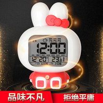 Rechargeable alarm clock students use childrens silent bedside clock smart luminous cartoon cute music electronic small alarm