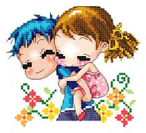 Cross stitch electronic drawing 4685 carrying walking cute cartoon pillow figure 64W * 58H24 color PAT source file