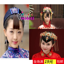 Costume Peach heart size Face shape Peach heart shape Xiuhe bud braids Childrens dance performance Forehead wig Bangs