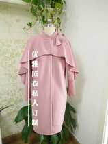 Hand sewn bifacial cashmere large coat tailored to feed processing to customize the cloak-style dresses