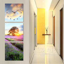 Lavender frameless painting wall clock silent triptych Entrance entrance corridor hanging painting living room watch vertical mural