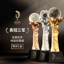 Football basketball Golf Volleyball tennis table tennis games competition champion crystal trophy custom lettering