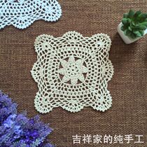 Promotion Old times Manual crochet Flowers Pure Cotton Hollowed-out Woven Table Mat Utensil Mat American Countryside Square square