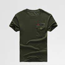  New summer loose army green short-sleeved T-shirt solid color round neck summer summer youth half sleeve