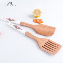 Jiashiku Beech shovel Anti-scalding ceramic handle Beech shovel Non-stick pan Long handle wooden shovel Pot protection wooden shovel