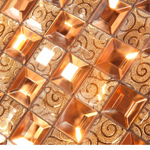 Brown mosaic mirror mosaic TV background wall tile Glass mosaic mirror decoration material self-adhesive