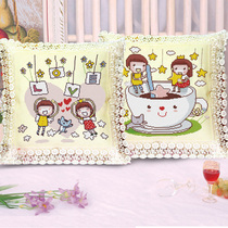 New precision printing cross stitch pillow coffee love couple Cartoon Cartoon personality cute car cover