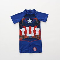  New product Captain America childrens sunscreen swimsuit Boy baby one-piece swimsuit surfing suit exported to South Korea
