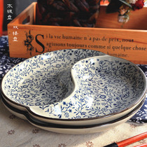 Yixi underglaze Japanese ceramic tableware akka and style double plate Taiji plate disc fruit plate soup plate