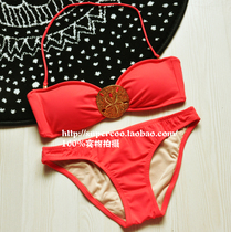 Solid color white watermelon red ~ American single-cut label high-grade metal disc chest style and size breast bikini