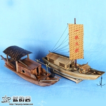 Nanguo fishing boat model smooth sailing handmade wooden boat solid wood old wooden ornaments black boat sailing boat decoration