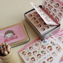 New good quality Korean cute super cute momomoi girl sticker diy hand book sticker 20 iron box hardcover