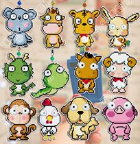 Mica shop cross-stitch pendant mobile phone chain double-sided embroidery small pendant 12 zodiac