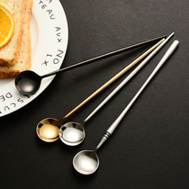 Add a little music gold stainless steel mixing spoon Ice cream spoon smoothie spoon Western cold drink dessert spoon Long handle spoon