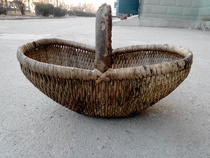Folk collection of old basket basket woven by hand willow strip of people of the Republic