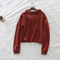 Cost-effective recommendation basis good wear loose solid color thin hooded casual pullover sweater female short hoodie