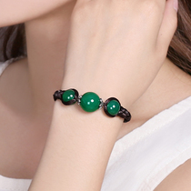 Original bracelet National style jewelry Chinese style agate hand decoration retro style green cold hand rope female niche design