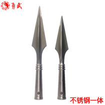 Gentian bright silver gun performance Red tassel gun head Stainless steel overlord big gun Martial arts equipment Eighteen weapons spear