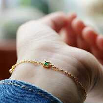 Five nights and nine gold-plated sterling silver emerald bracelet does not fade to send girlfriend silver gilded Ishihara Limei bracelet