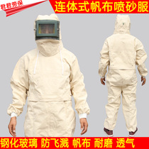 National one-piece split 4*4 canvas sandblasting clothing Protective clothing sandblasting clothing spraying clothing sandblasting cap