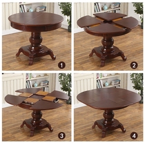  Solid wood dining table retractable rotating folding variable size round dining table with turntable multi-function dining table and chair combination 12 people