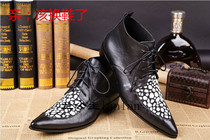 Foreign trade British fashion leather boots three-dimensional white dot trend tooling boots pointed toe leisurely nightclub hair stylist mens leather boots