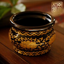 Home Foal sandalwood Incense Burner for the Buddha Guanyin Caixity Incense Stove Ceramic Black Gold Lotus 456 Inch Smoked Incense Stove