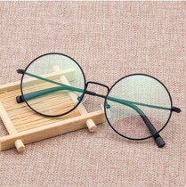 Round frame small face retro tide women myopia glasses large frame finished with lens 100 200 300 400 degrees