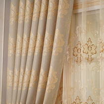 New European linen cotton linen curtain simple modern finished custom living room bedroom blackout floor-to-ceiling windows