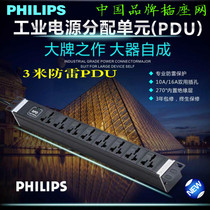 Philips cabinet PDU socket 16A plug eight-digit universal hole 10A 16A dual Jack with lightning protection 3 meters